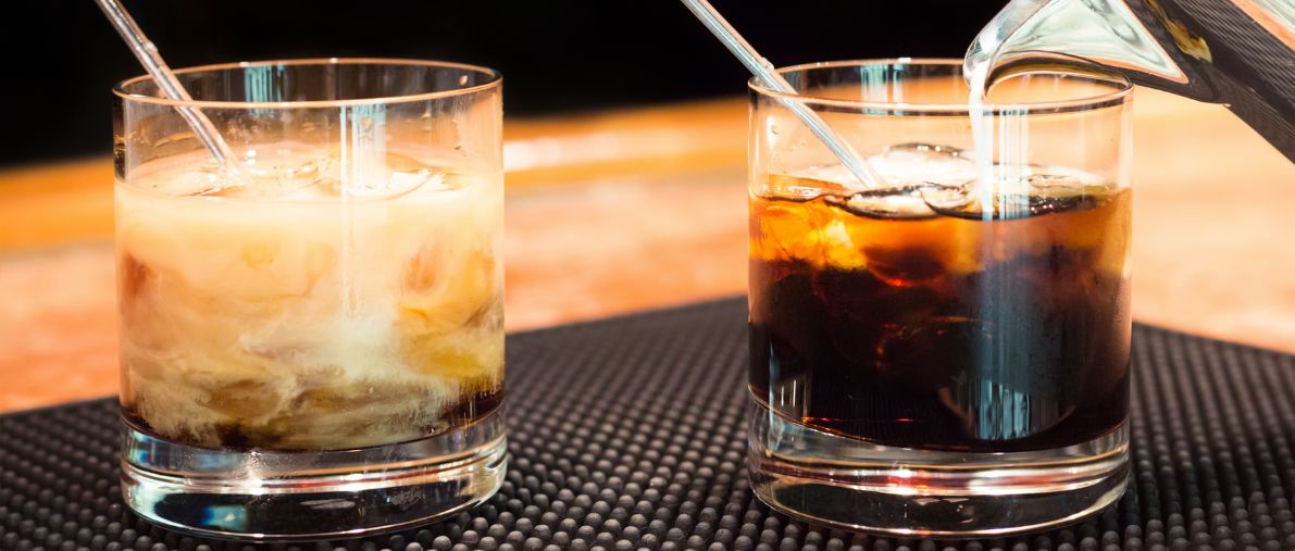 Cream cocktails with straws