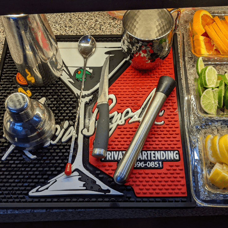 Fruit tray and full bar setup