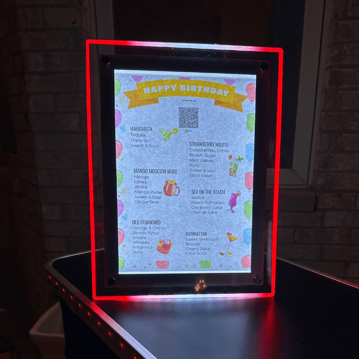 LED menu frame